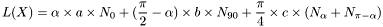 \[L(X)=\alpha \times a \times N_0 + (\frac{\pi}{2}-\alpha)\times b \times N_{90} + \frac{\pi}{4}\times c \times (N_{\alpha}+N_{\pi-\alpha}) \]